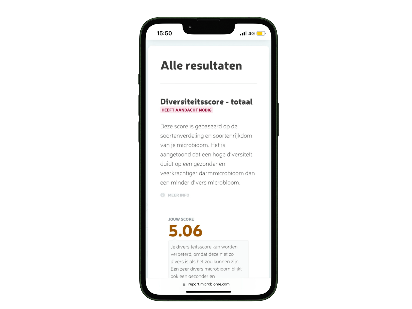 De resultaten van deze test zijn ook goed zichtbaar op je telefoon De resultaten van deze test zijn ook goed zichtbaar op je telefoon